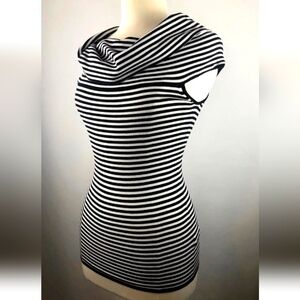 Black-and-White Striped Off Shoulder Dress